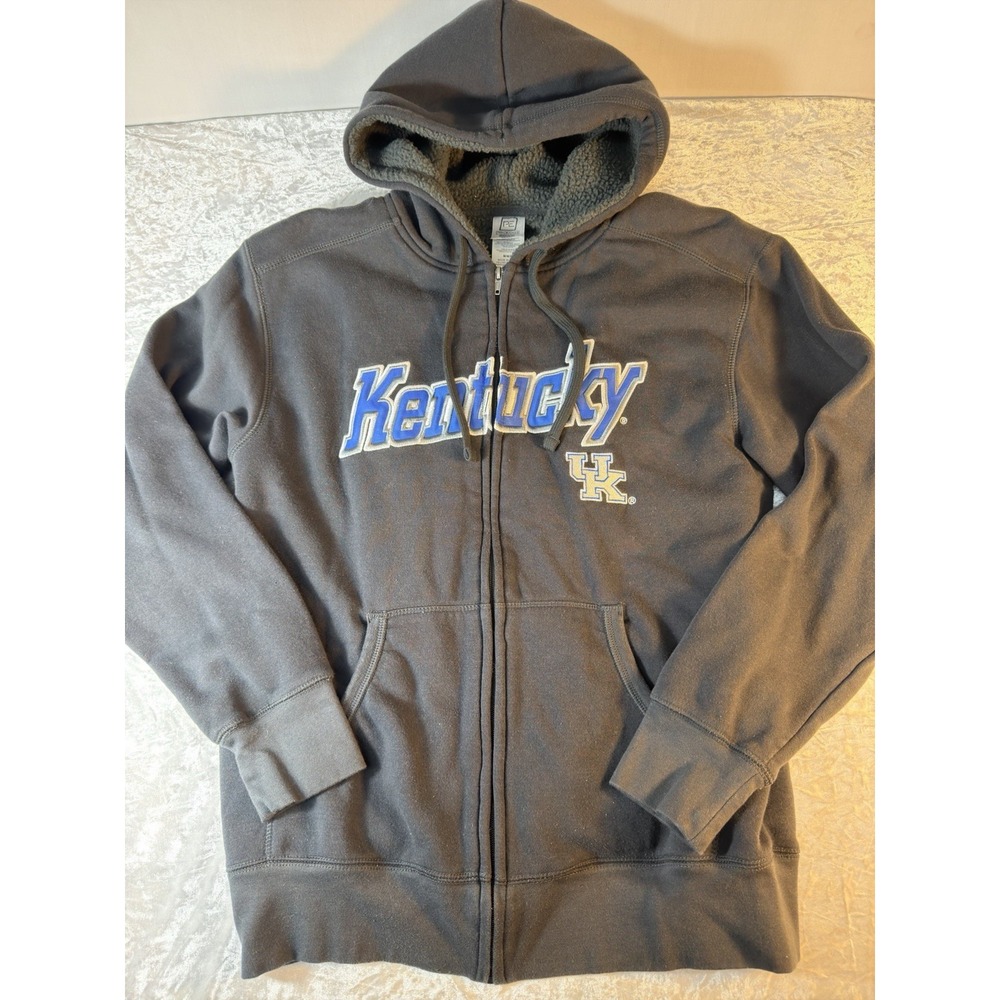 Kentucky Wildcats Sherpa Lined Full Zip Hoodie Men's Medium Gray NCAA UK